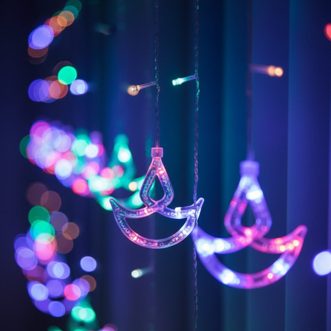 Hanging LED Diya Warm Diwali Light Curtain