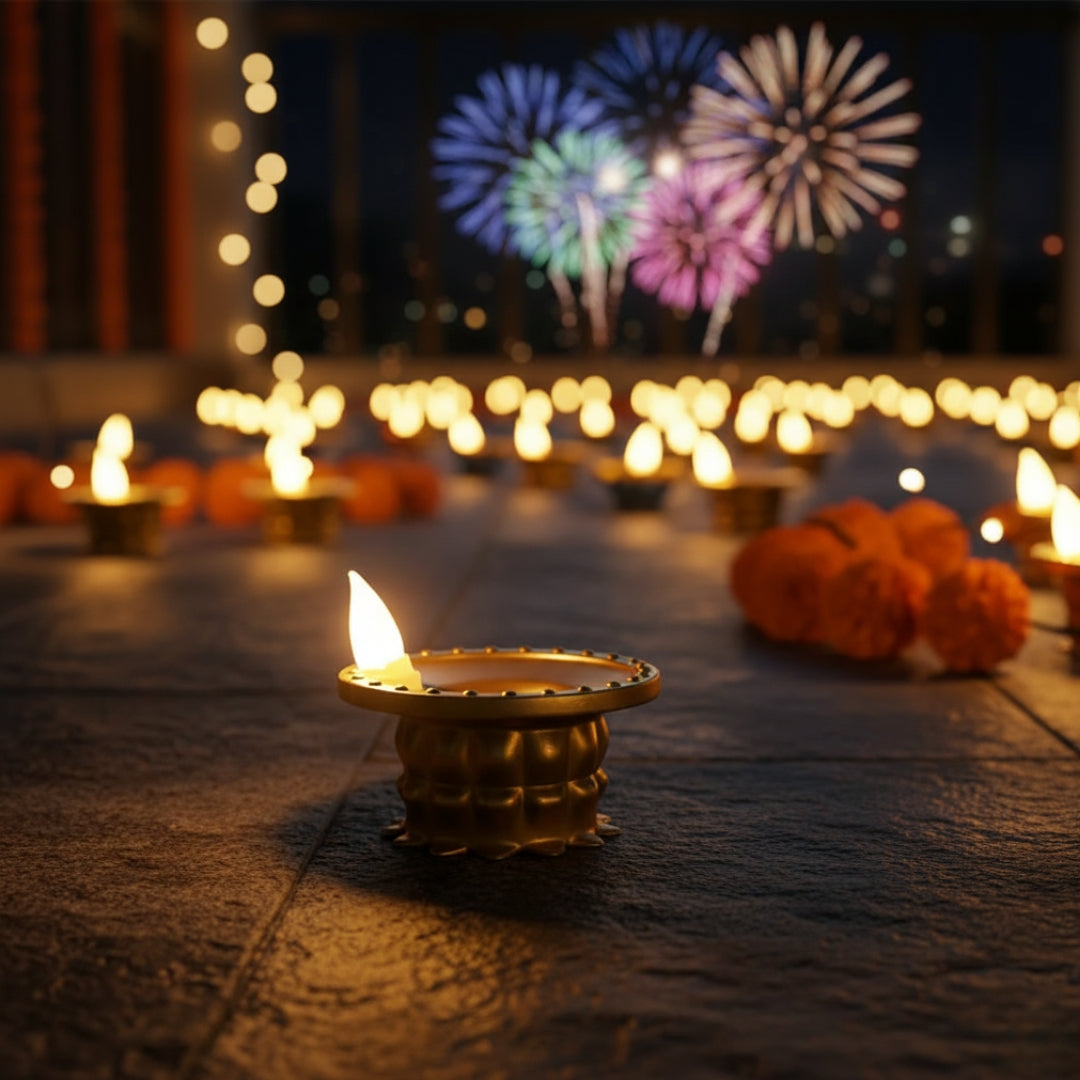 Premium LED Golden Diya Water Sensor - Diwali Collection