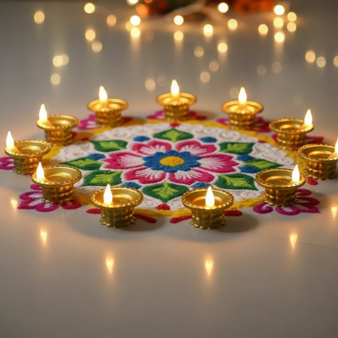 Premium LED Golden Diya Water Sensor - Diwali Collection