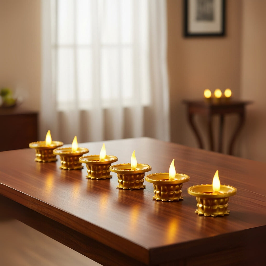 Premium LED Golden Diya Water Sensor - Diwali Collection