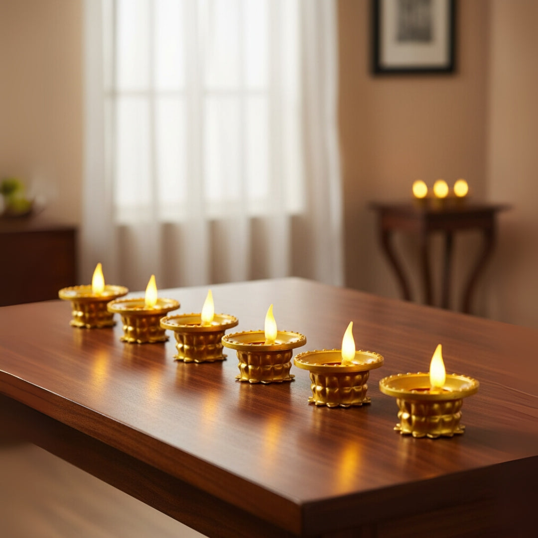 Premium LED Golden Diya Water Sensor - Diwali Collection