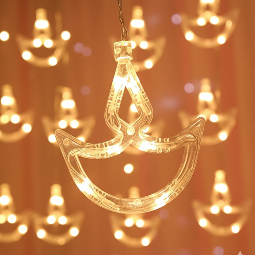 Hanging LED Diya Warm Diwali Light Curtain