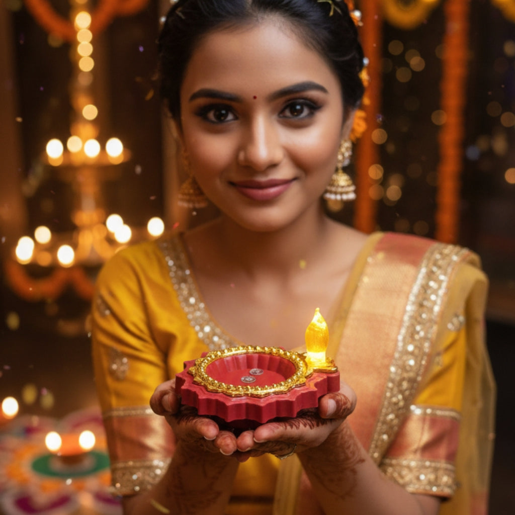 Premium LED Colourful Diya Water Sensor - Diwali Collection