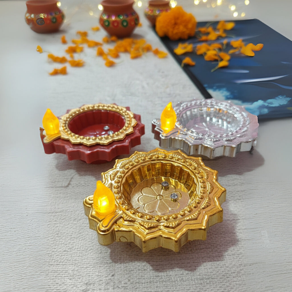 Premium LED Colourful Diya Water Sensor - Diwali Collection