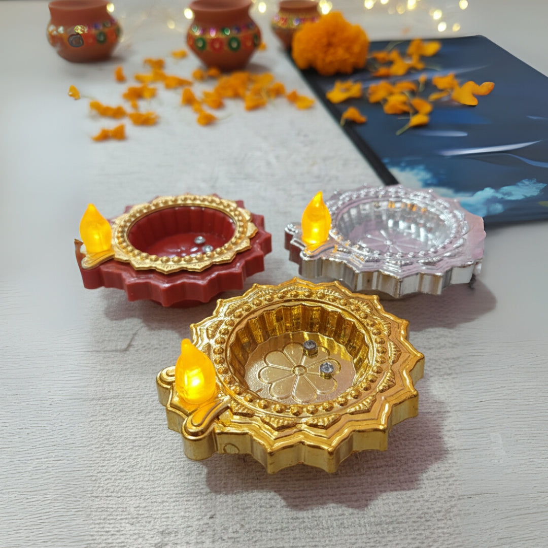 Premium LED Colourful Diya Water Sensor - Diwali Collection