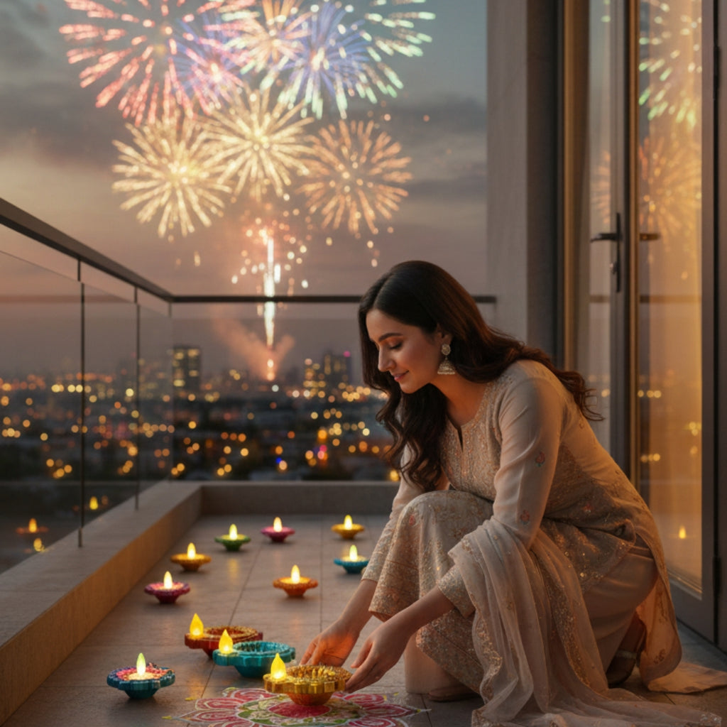 Premium LED Colourful Diya Water Sensor - Diwali Collection