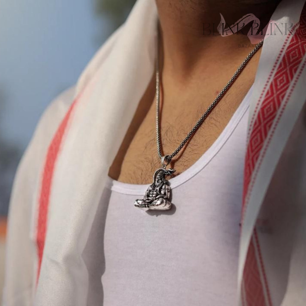 Premium Hanuman Silver Locket With Chain - Sacred Shakti Collection