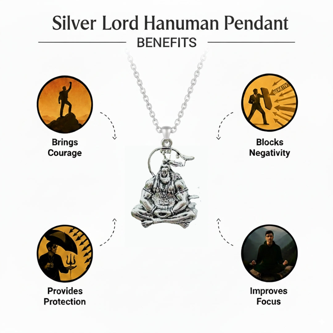 Premium Hanuman Silver Locket With Chain - Sacred Shakti Collection