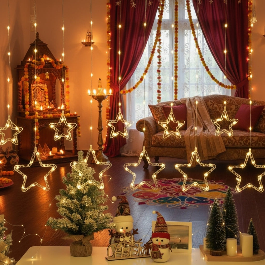 Hanging LED Star Diwali Light Curtain