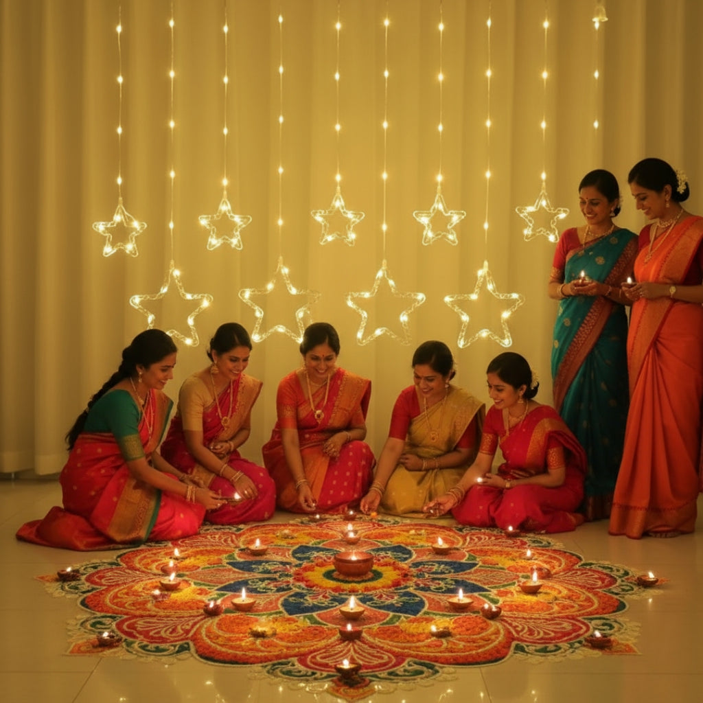Hanging LED Star Diwali Light Curtain