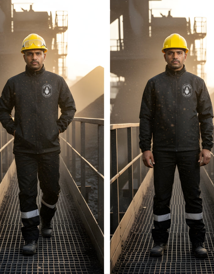 Coal India Premium Black Wind Cheater Jacket