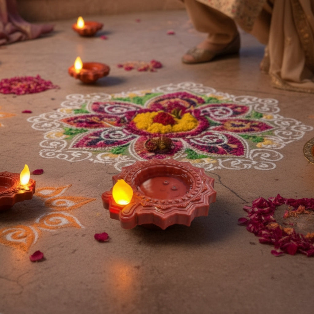 Premium LED Colourful Diya Water Sensor - Diwali Collection