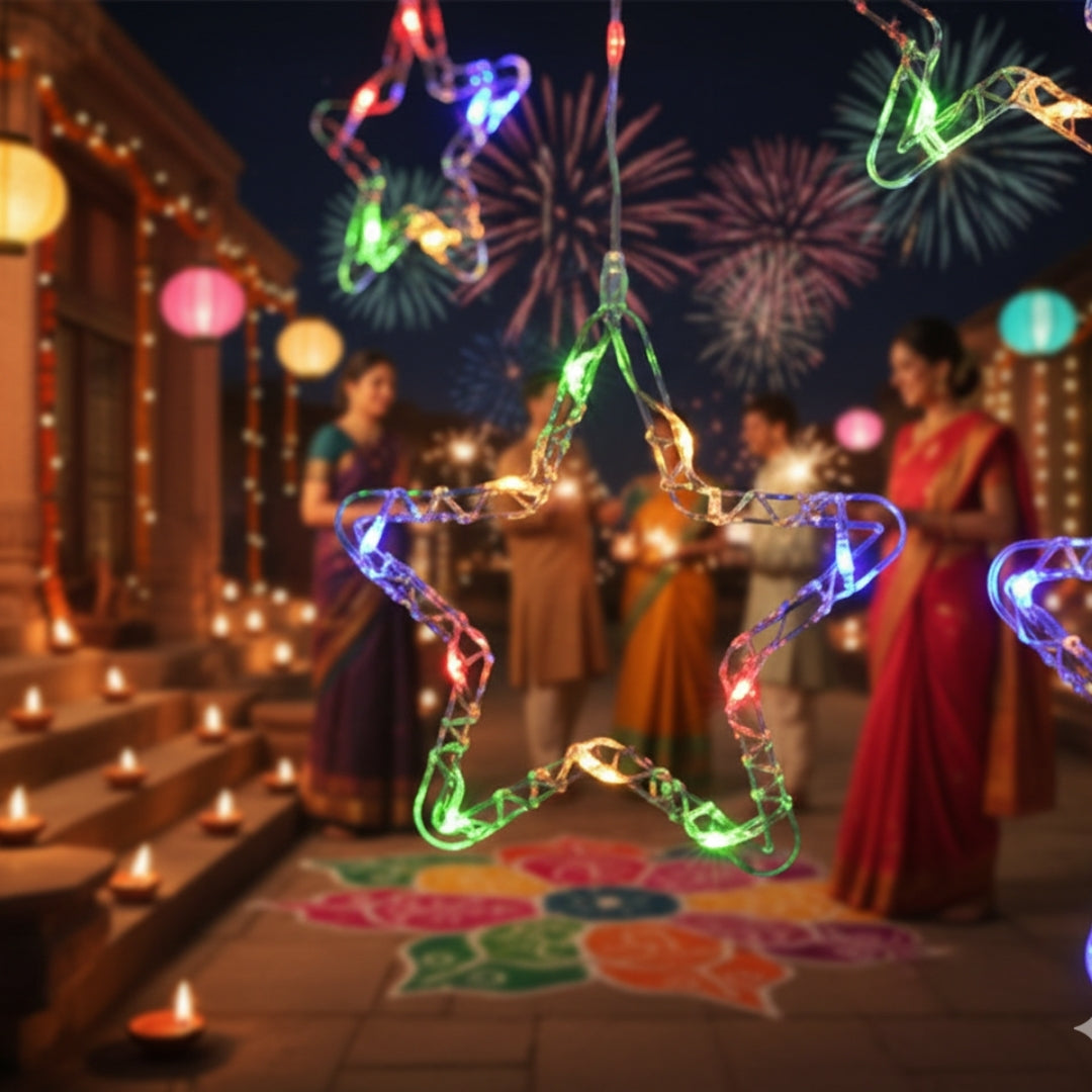 Hanging LED Star Diwali Light Curtain