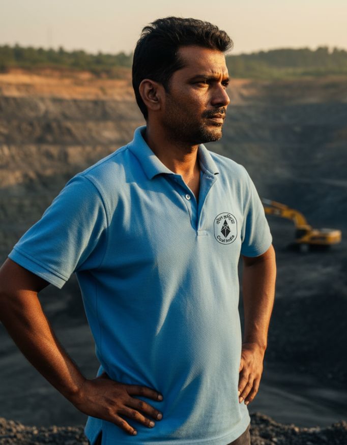 Coal India CIL Men's Blue Polo T-Shirt