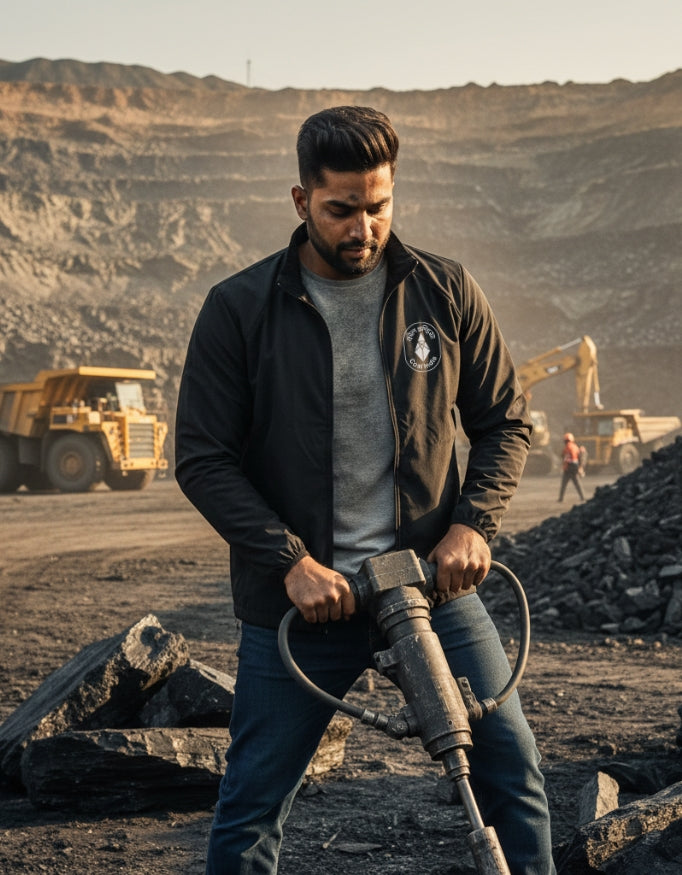 Coal India Premium Black Wind Cheater Jacket