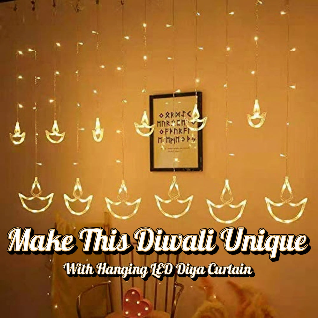 Hanging LED Diya Warm Diwali Light Curtain